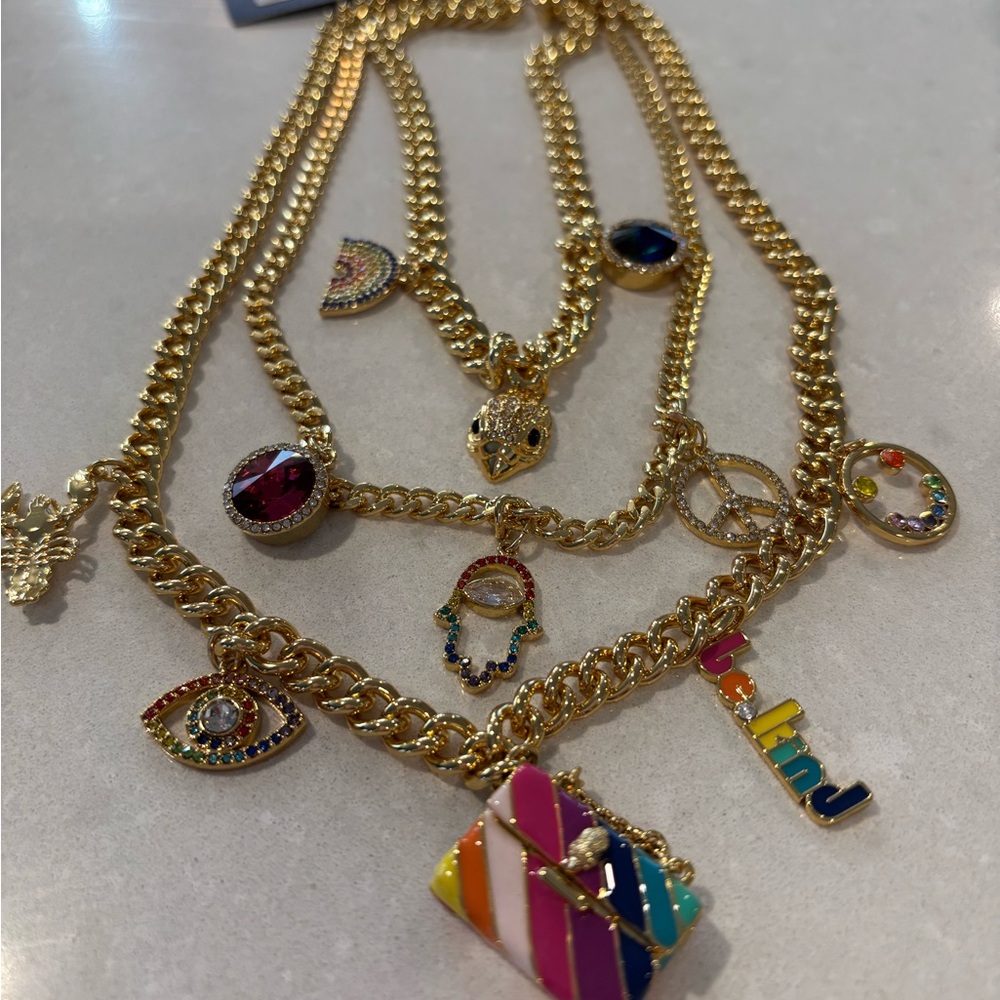 KURT GEIGER, Be KindGold-Tone Multicolor Charm Chain Necklace - Women Jewelry